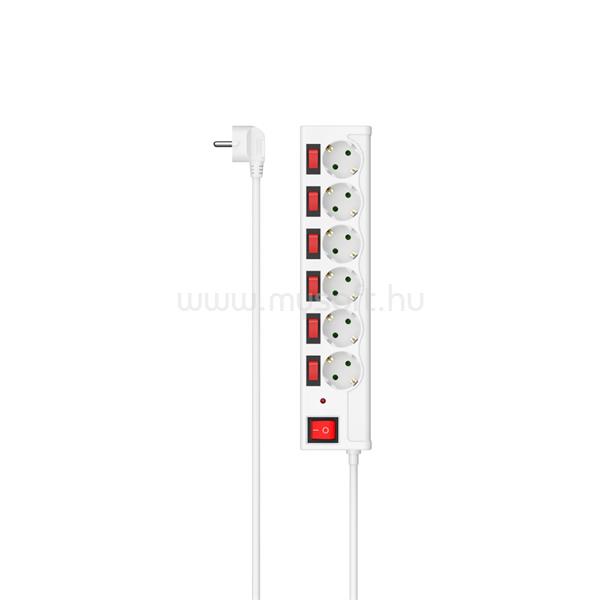 HAMA 00223157 6-os,túlfeszültésg elleni védelemmel, külön kapcsolóval,6+1, fehér hálózati elosztó