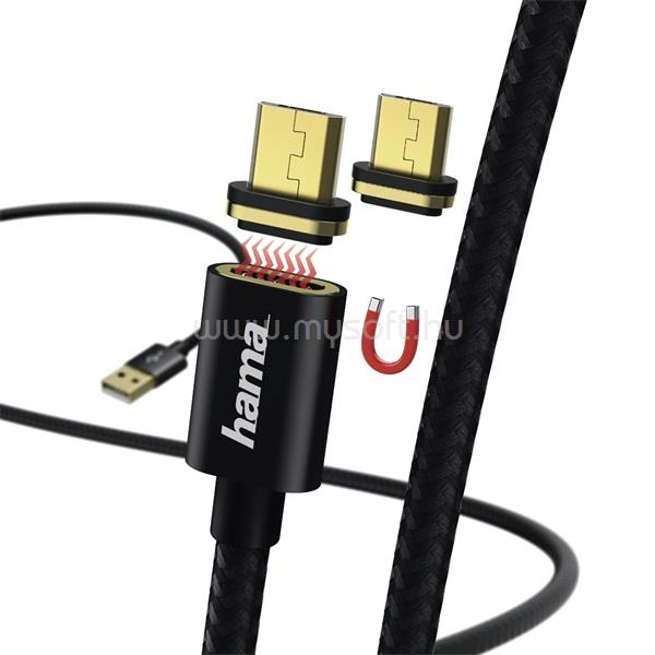 HAMA 178373 fekete 1m mágneses csatlakozós micro USB adatkábel
