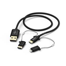 HAMA 183304 micro USB / Type-C / Lightning 3 in1 fekete 1,5m adatkábel HAMA_183304 small