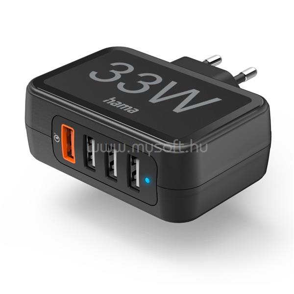 HAMA 201629 FIC E3 USB 4X (1XQC3.0, 3XUSB-A) 33W hálózati töltő