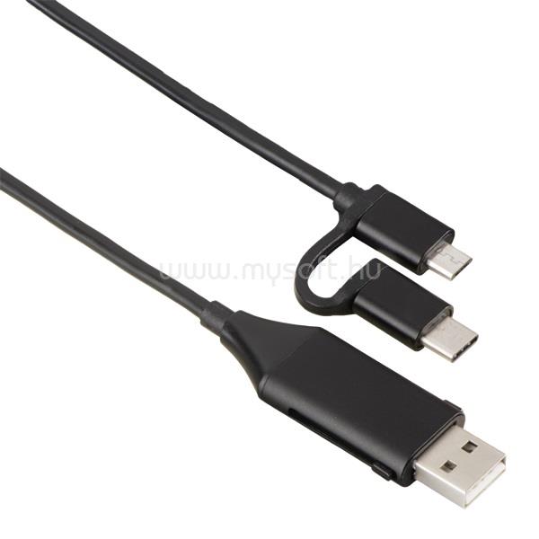 HAMA 4 az 1-ben (USB, USB Type-C, micro USB + OTG) 1m fekete adatkábel