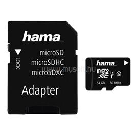 HAMA 64GB SD micro (SDXC Class 10 UHS-I)  memória kártya adapterrel HAMA_124140 small