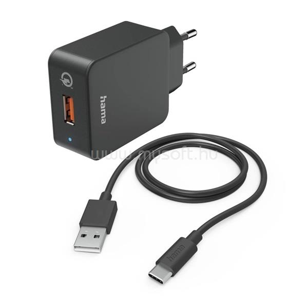 HAMA FIC E3 QC 3.0 USB -TYPE-C kábellel hálózati töltő szett