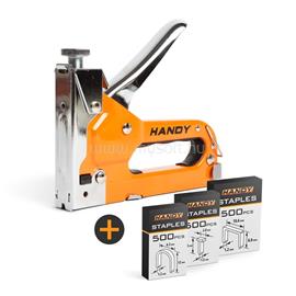 HANDY 10442 tűzőgép + kiszedő eszköz + 3 féle kapocs kézi tűzőkapocs szett HANDY_10442 small