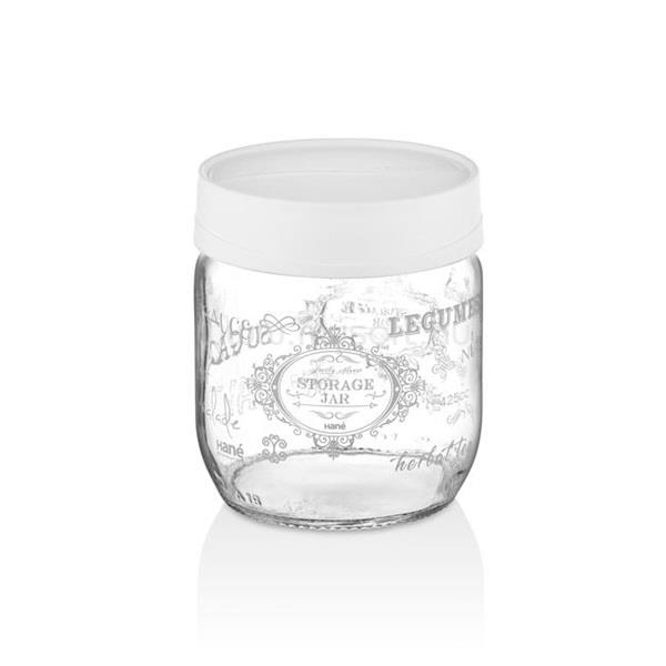 HANE IRIS Retro üveg fűszertartó 425ml, fehér színű HN-1409