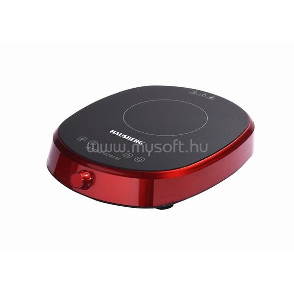 HAUSBERG HB-1527RS 2000W-os elektromos egylapos indukciós főzőlap érintésvezérléssel (vörös)
