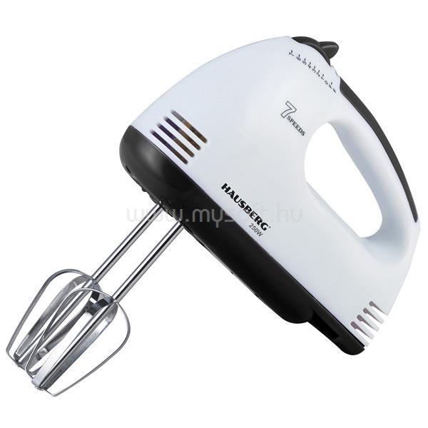 HAUSBERG HB-4112NG 250W-os réz motorral, 7 sebességes kézimixer (fehér-fekete)