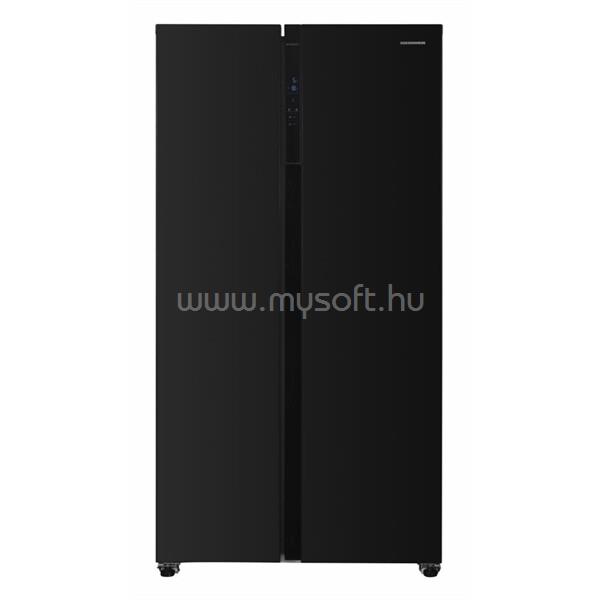 HEINNER HSBS-H442NFBKE++ Side by side No Frost Hűtőszekrény, hűtő: 151L, fagyasztó:291L, LED világítás, Fekete