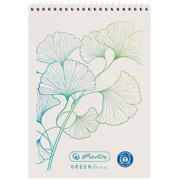 HERLITZ GREENline Ginkgo A7 50lap kockás spirálblokk