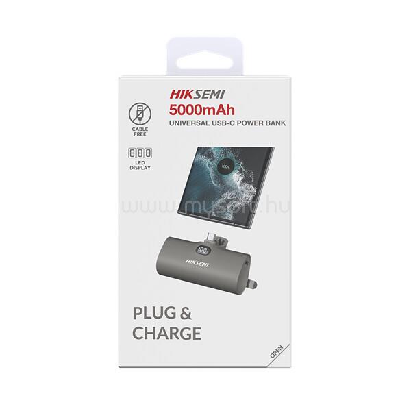 HIKSEMI Hikvision Akkubank - 5000mAh M050 PowerBank (Type-C, Kijelző, Output 20W max.) Szürke
