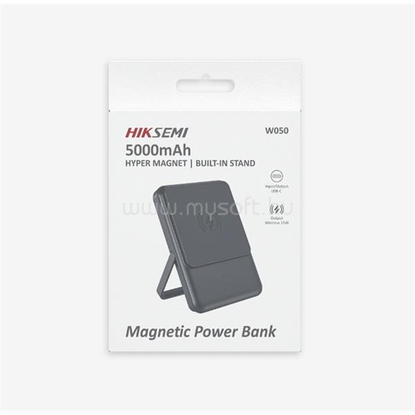 HIKSEMI Hikvision Akkubank - 5000mAh W050 Vezetéknéküli PowerBank (Type-C, Output 15W) Szürke