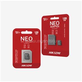 HIKSEMI MicroSD kártya - NEO 128GB microSDXC, Class 10 and UHS-I, 3D NAND + adapter HS-TF-C1(STD)/128G/NEO/AD/W small