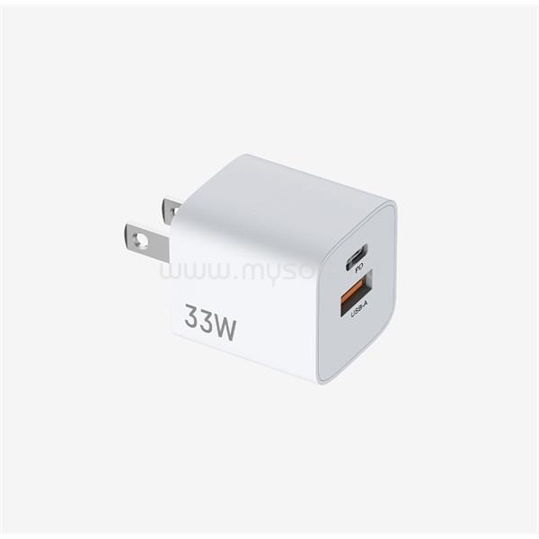 HIKSEMI telefon töltő - 1db USB-C, 1db USB-A + USB-C kábel, 33W, US plug
