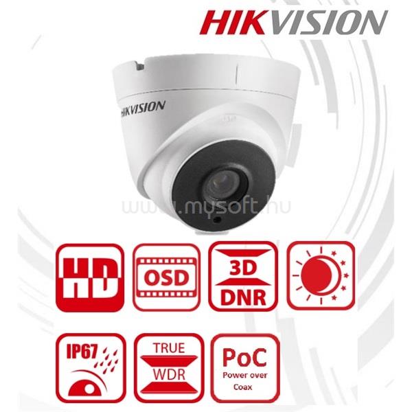 HIKVISION Analóg turretkamera - DS-2CC52D9T-IT3E (2MP, 6mm, kültéri, EXIR40M, ICR, IP67, WDR, 12VDC/PoC)