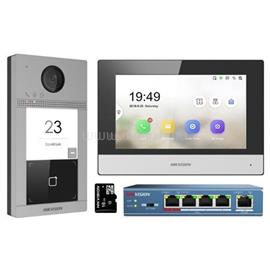 HIKVISION IP kaputelefon szett - DS-KIS604-S (DS-KV8113-WME1, DS-KH6320-WTE1, DS-3E0105P-E/M, 16GB microSD kártya) DS-KIS604-S small