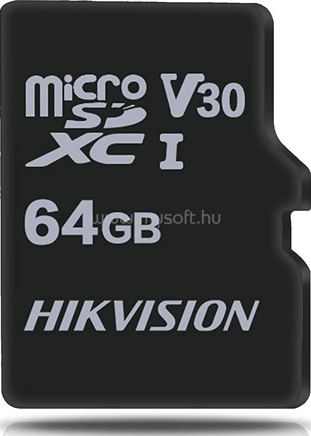 HIKVISION MicroSD kártya - 64GB microSDXC, UHS-I, TLC, V30 (R/W Speed 92/30 MB/s)
