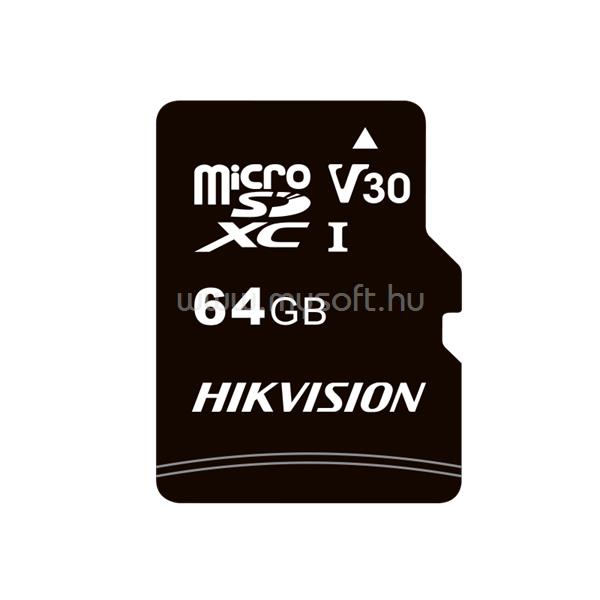 HIKVISION Hikvision MicroSD kártya - 64GB microSDHCT, Class 10 and UHS-I, TLC ,V30 (R/W Speed 92/30 MB/s) HS-TF-C1(STD)/64G/ADAPTER large
