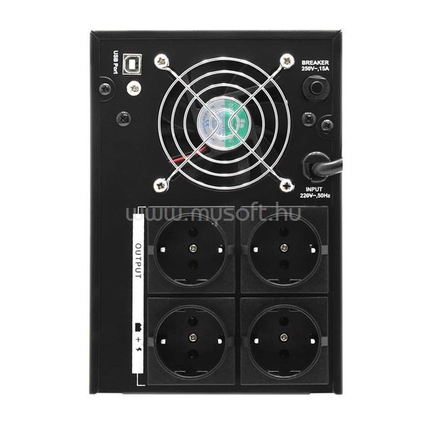 HIKVISION Szünetmentes 2000VA - DS-UPS2000 (4 Schuko, line-interaktív, USB, LCD, fekete)