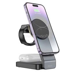 HOCO HOCO CQ3 asztali töltőállvány 3in1 15W, Apple Watch töltő, FEKETE HOCO_CQ3_B small