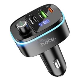 HOCO E62 bluetooth FM transmitter autós töltő 2 USB+Type-C aljzat v5.0, LED kijelző, FEKETE HC756299 small
