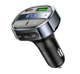 HOCO E70 bluetooth FM transmitter autós töltő USB+Type-C aljzat 30W, LED kijelző, FEKETE HOCO_E70 small