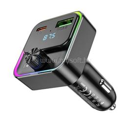 HOCO E81 bluetooth FM transmitter autós töltő USB+Type-C aljzat 30W, LED kijelző, FEKETE HOCO_E81_B small