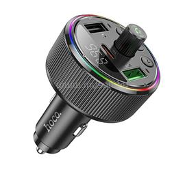 HOCO E82 bluetooth FM transmitter autós töltő 2 USB aljzat v5.3, LED kijelző, FEKETE HOCO_E82 small