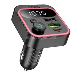HOCO E85 bluetooth FM transmitter autós töltő 2 USB+Type-C aljzat v5.4, LED kijelző, FEKETE HOCO_E85_B small