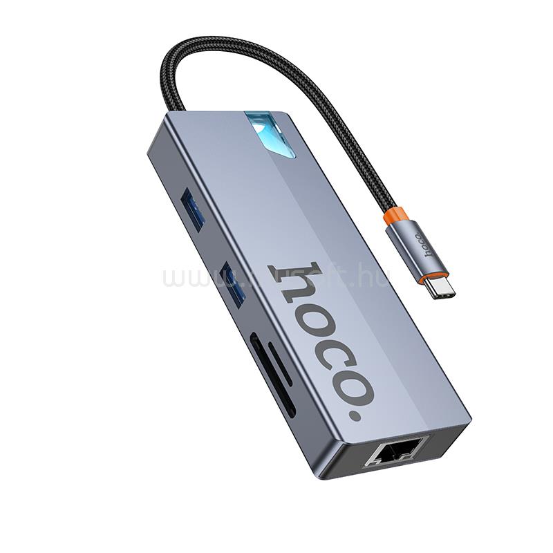 HOCO HB52 8 AZ 1-BEN TYPE-C HUB (HDTV + RJ45 + SD/TF + PD + TYPE-C 3.0 + USB 3.0 * 2)