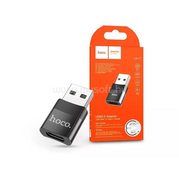 HOCO HOC0318 UA17 USB/Type-C fekete OTG adapter