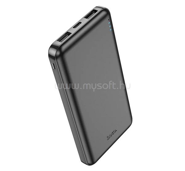 HOCO J100 vésztöltő 2 USB aljzat 10000mAh, LED jelzés, FEKETE