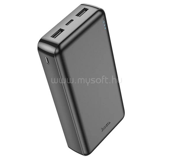HOCO HOCO J100A vésztöltő 2 USB+Type-C+microUSB aljzat 20000mAh, LED jelzés, FEKETE