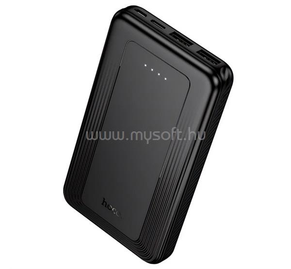 HOCO J165 vésztöltő 2 USB aljzat 10000mAh, LED jelzés, FEKETE