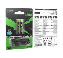 HOCO JA4 akkumulátor (AAA, 3.7V, 320mAh Ni-MH, újratölthető, Type-C aljzat + Type-C kábel) 2db/csomag HOCO_JA4 small