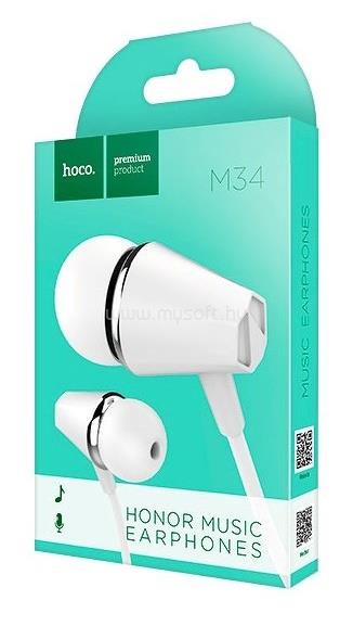 HOCO M34 fülhallgató mikrofonnal (fehér)