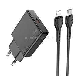 HOCO HOCO N37 hálózati töltő Type-C aljzat 30W, slim + lightning kábel, FEKETE HOCO_N37_BLACK small