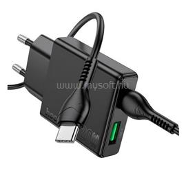 HOCO N38 hálózati töltő USB+Type-C aljzat 20W, vékony, FEKETE HOCO_N38 small