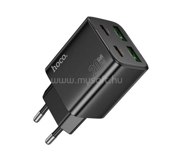HOCO HOCO N55 hálózati töltő 2 USB+2 Type-C aljzat 20W, PD gyorstöltő 3.0, FEKETE