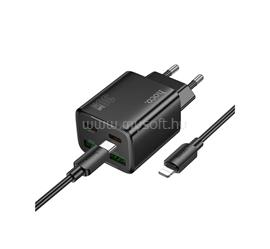 HOCO HOCO N56 hálózati töltő 2 USB+2 Type-C aljzat 30W, PD gyorstöltő 3.0 + lightning kábel, FEKETE HOCO_N56_LIGHTNING_B small