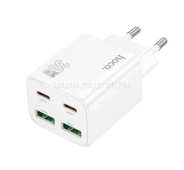 HOCO HOCO N56 hálózati töltő 2 USB+2 Type-C aljzat 30W, PD gyorstöltő 3.0, FEHÉR