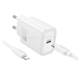 HOCO N60 hálózati töltő Type-C aljzat 20W, PD gyorstöltő 3.0 + lightning kábel, FEHÉR HOCO_N60_W small