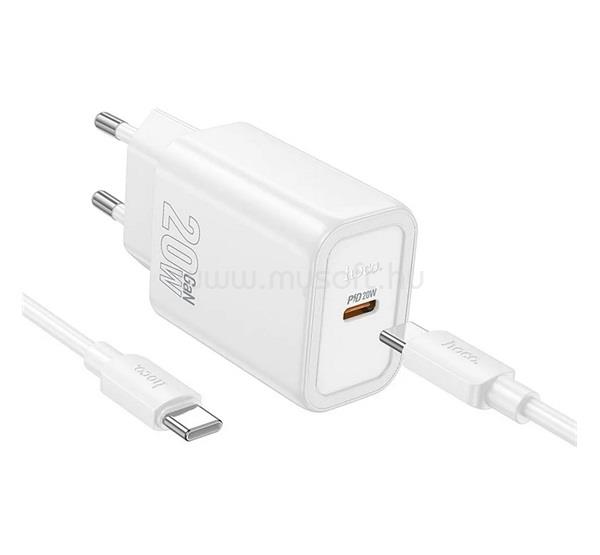 HOCO HOCO N60 hálózati töltő Type-C aljzat 20W, PD gyorstöltő 3.0 + Type-C kábel, FEHÉR