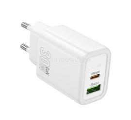 HOCO HOCO N63 hálózati töltő USB+Type-C aljzat 30W, PD gyorstöltő 3.0, FEHÉR HOCO_N63_W small