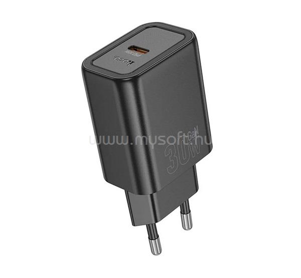 HOCO HOCO N63 hálózati töltő USB+Type-C aljzat 30W, PD gyorstöltő 3.0, FEKETE