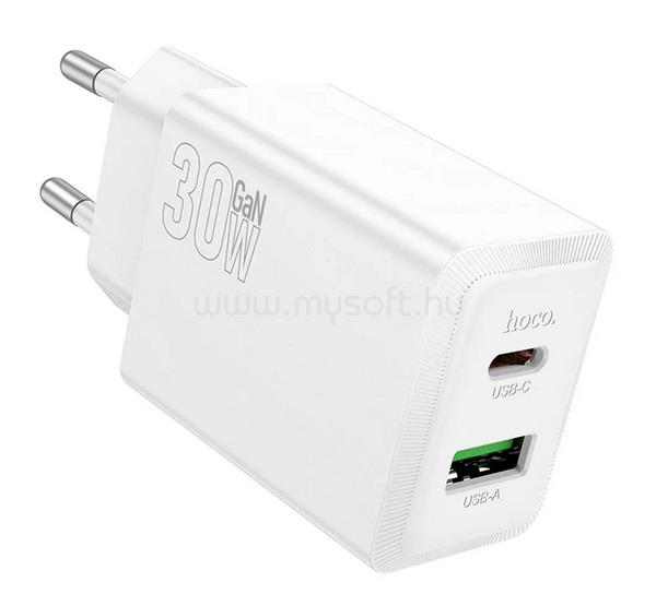 HOCO HOCO N71 hálózati töltő USB+Type-C aljzat 30W, PD gyorstöltő 3.0, FEHÉR