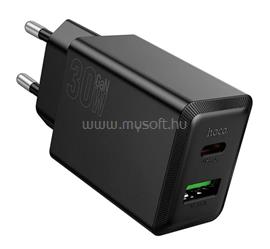 HOCO HOCO N71 hálózati töltő USB+Type-C aljzat 30W, PD gyorstöltő 3.0, FEKETE HOCO_N71_B small
