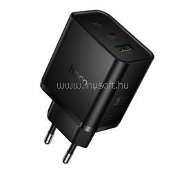 HOCO HOCO N75 hálózati töltő USB+2 Type-C aljzat 65W, PD gyorstöltő 3.0, FEKETE HOCO_N75_B small