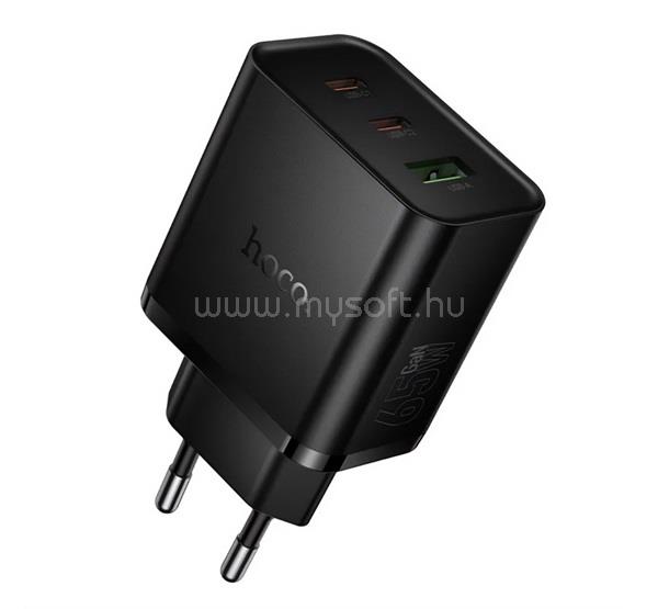 HOCO HOCO N75 hálózati töltő USB+2 Type-C aljzat 65W, PD gyorstöltő 3.0, FEKETE