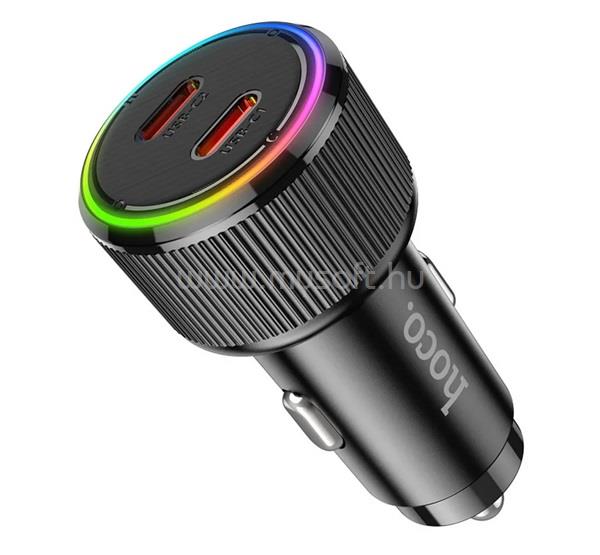 HOCO HOCO NZ14 autós töltő 2 Type-C aljzat 50W, LED, FEKETE