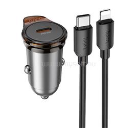 HOCO NZ16 autós töltő Type-C aljzat 30W, PD gyorstöltő + lightning kábel, SÖTÉTSZÜRKE HOCO_NZ16_L small
